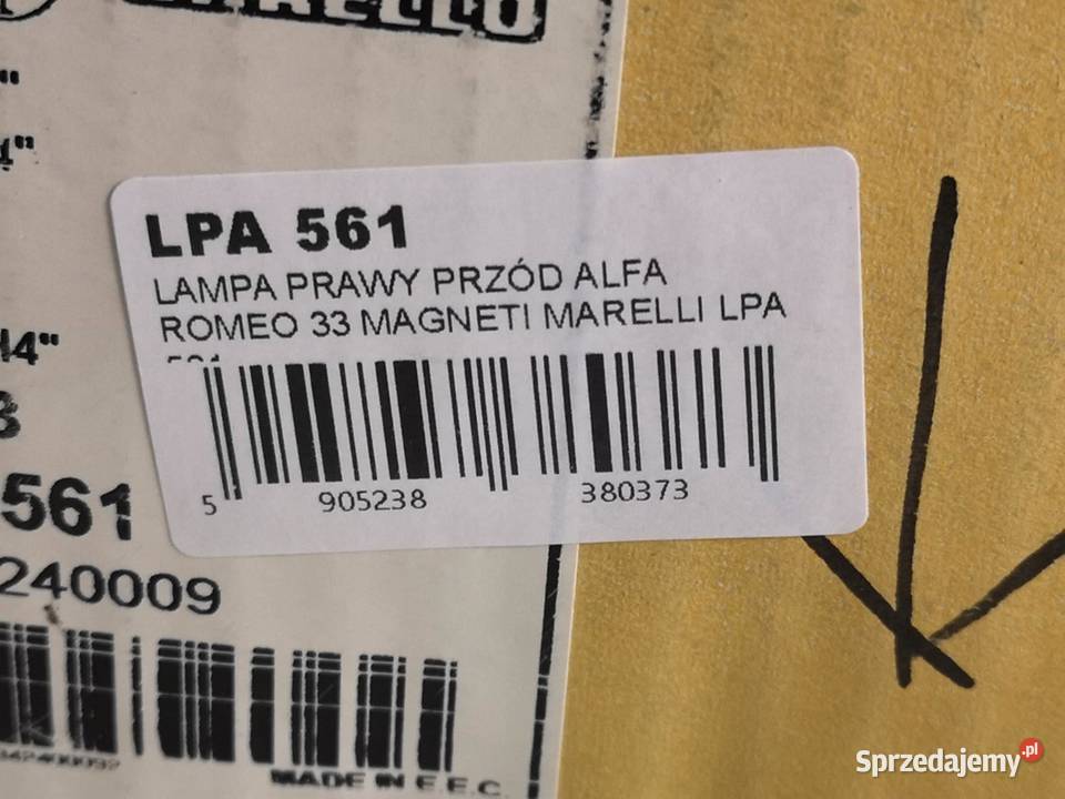 LAMPA PRAWY PRZÓD ALFA ROMEO 33 19831993 NOWA