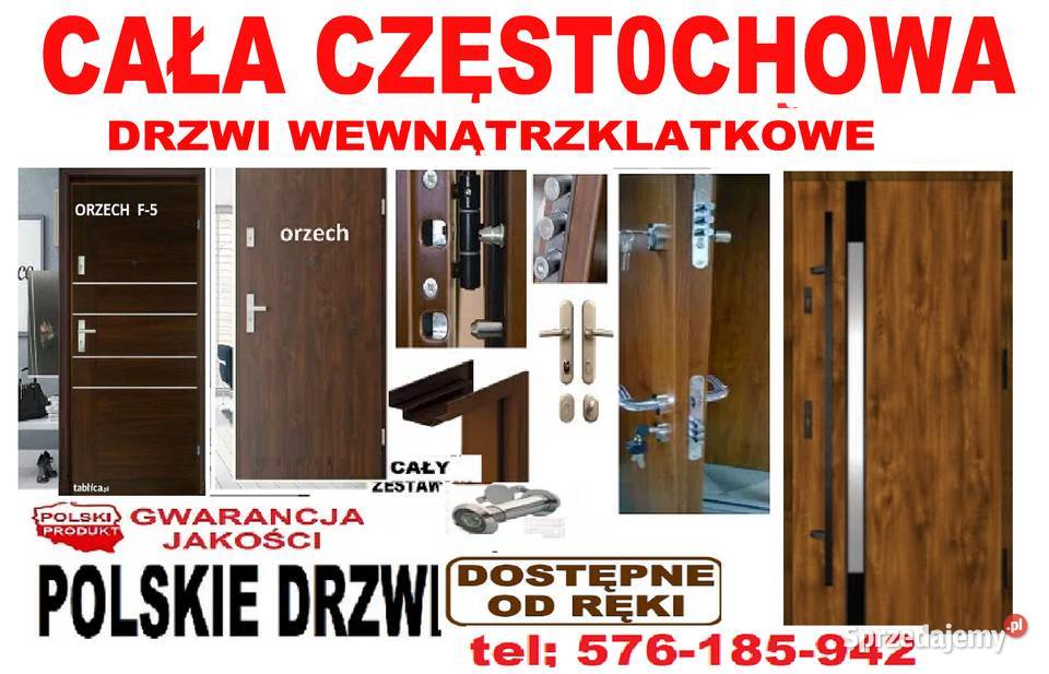 Drzwi wejściowe ZEWNĘTRZNE wewnętrzne z montażem Częstochowa