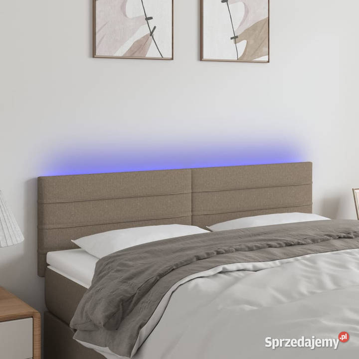 Zagłówek do łóżka z LED taupe 144x5x7888 tkanina mazowieckie sprzedam