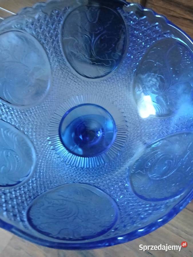 Wielka owocarka kobaltowa medaliony Huta