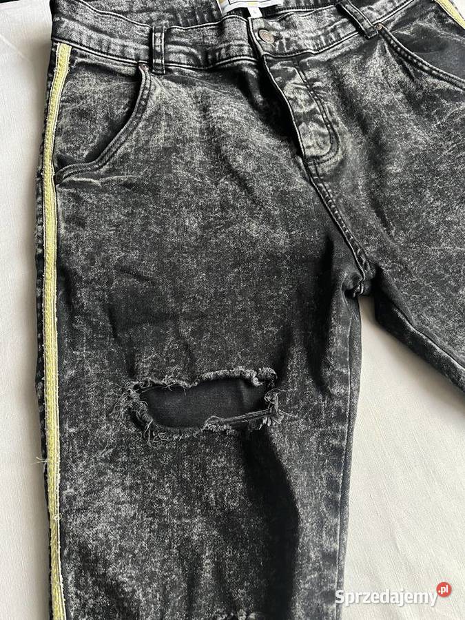 Spodnie jeansowe męskie SIKSILK skinny rozmiar L czarny Sochaczew