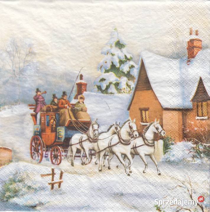 Dekupaż Boże Narodzenie zima ptaszki sikorki Rękodzieło Skarżysko-Kamienna