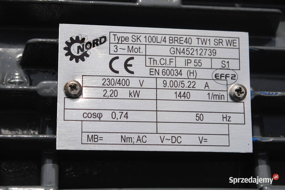 Motoreduktor 22kw 319obrmin Firmy Nord Kargowa