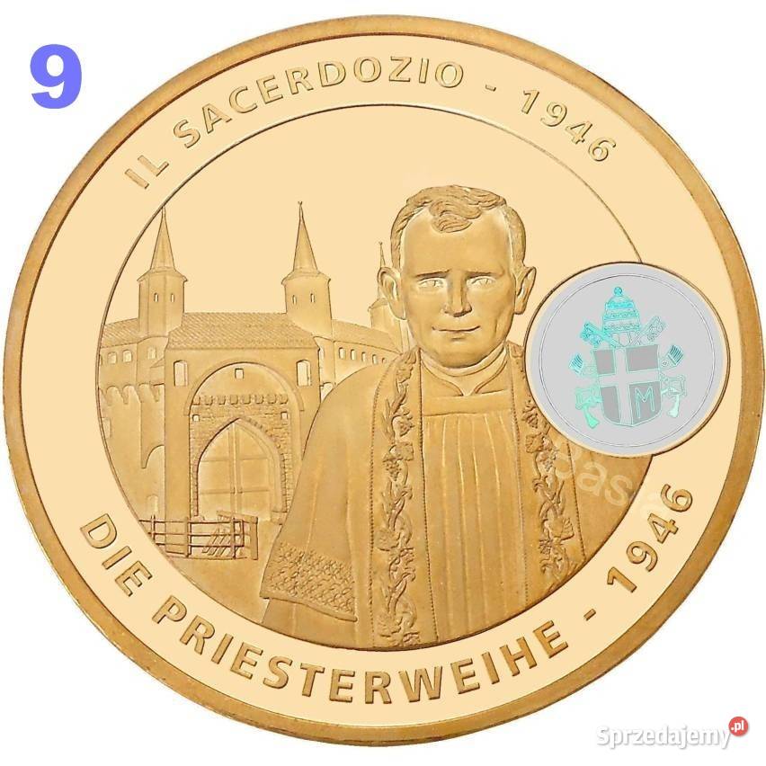 Zestaw Medal Papież Jan Paweł II Złoto Srebro Sosnowiec