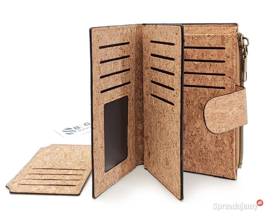 Portfel Wegański Korkowy Ultralekki Na Karty Dodatki