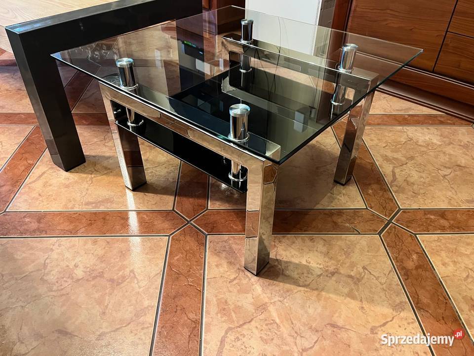 Stolik kawowy Bert 70x70x44 szklany blat chrom