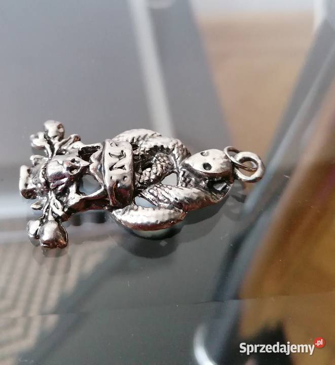 WYJĄTKOWA ZAWIESZKA CZASZKA KWIATY WĄŻ ZE STALI Łódź