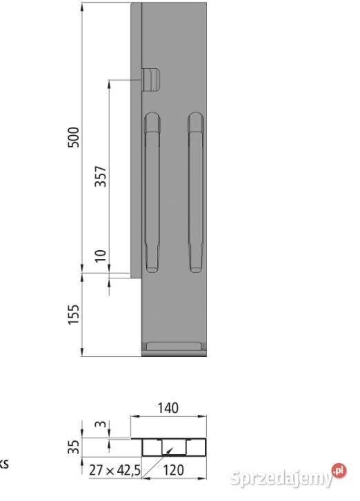 Słupek K20 tył prawy bez zamkn do burty 500 mm Pozostałe