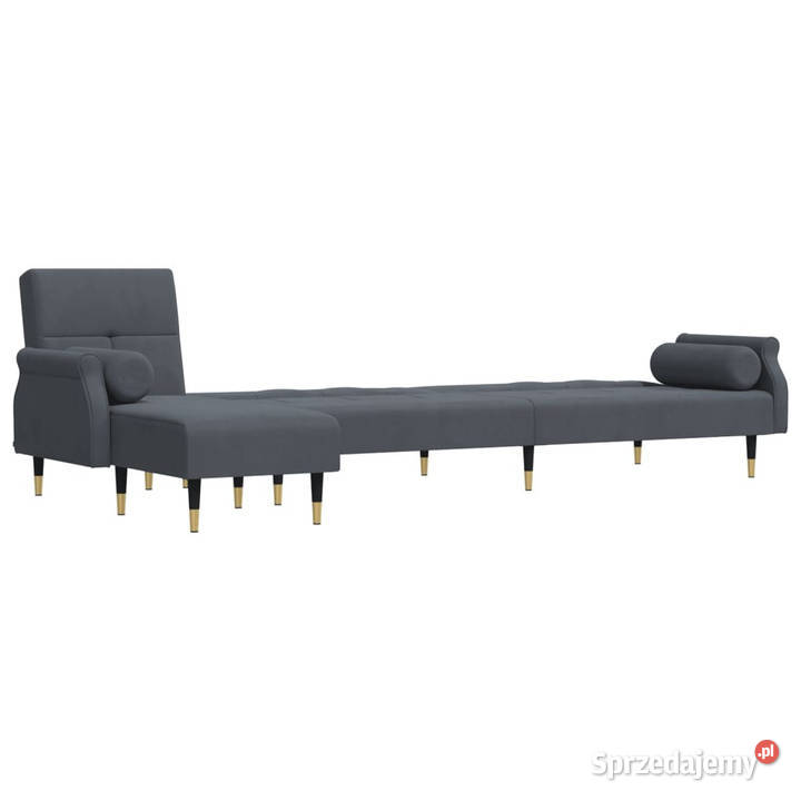 Sofa rozkładana L ciemnoszara 271x140x70 aksamit Warszawa