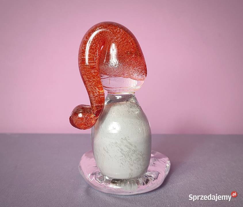 Świecznik szklany sygnowany Bianco Blu Finland Jasień