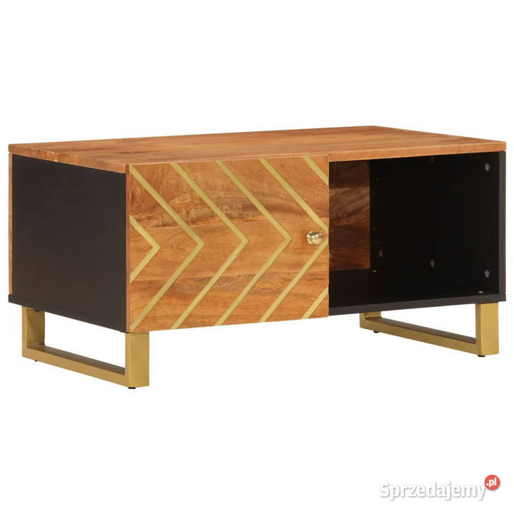 Stolik kawowy brązowoczarny 80x50x40 lite drewno Warszawa