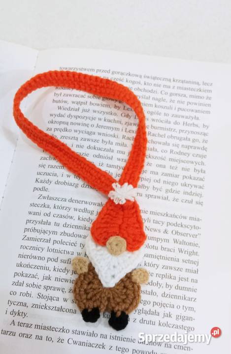 Skrzat wykonany na szydełku zakładka do książki Łask