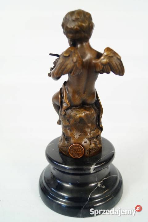 Rzeźba z brązu ANIOŁ putto grający figura z Gizałki