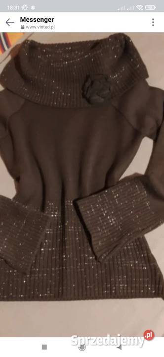 Sweter damski golf brązowy/beżowy Swetry i golfy Szczytno