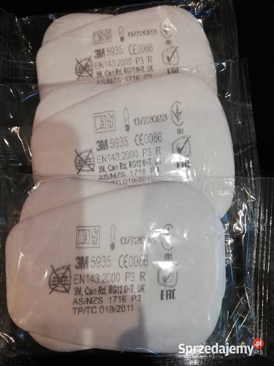 Filtry przeciwpyłowe firmy 3M 5935 klasy P3 śląskie Rybnik