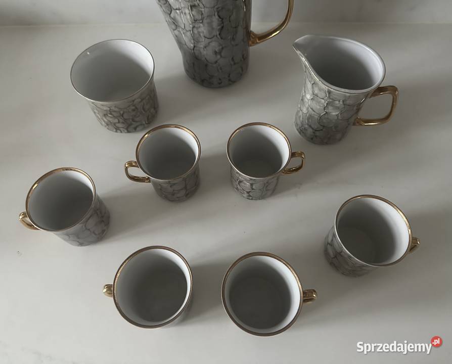 Serwis kawowy porcelana Włocławek z lat PRLu Łódź