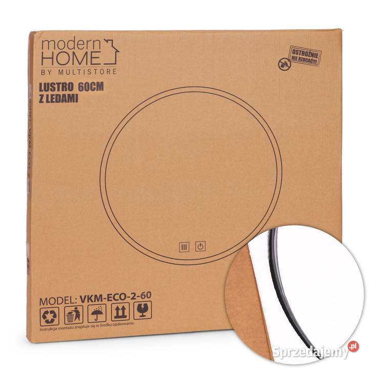 Lustro łazienkowe LED okrągłe ścienne 60 3 barwy