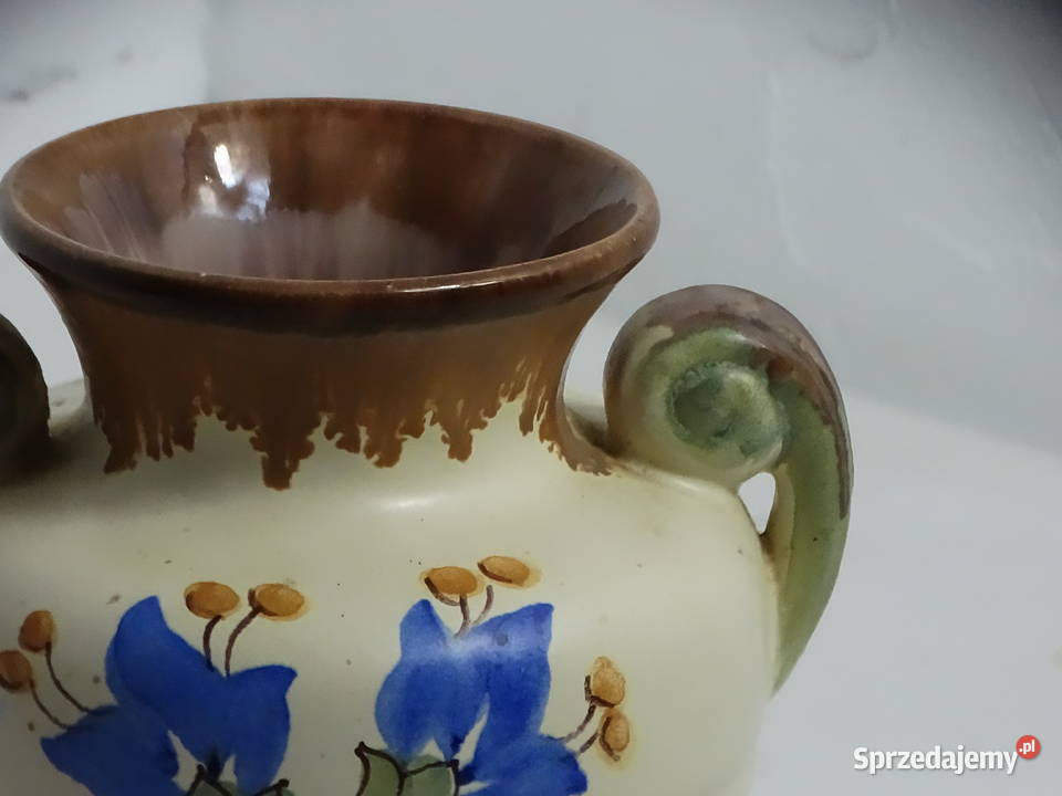 Stary ceramiczny wazon z uszami Ręcznie malowany lubelskie Biłgoraj sprzedam
