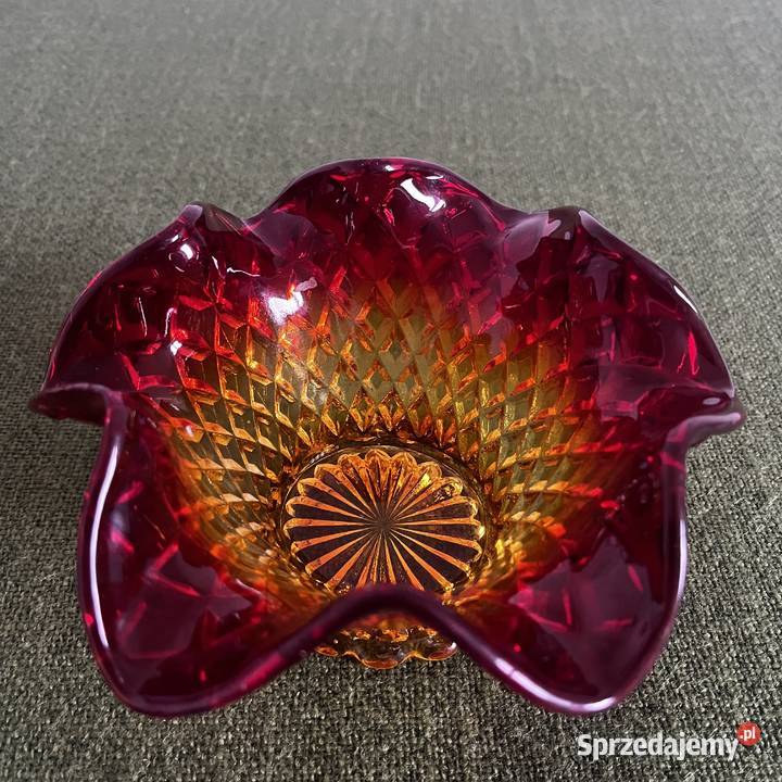 Patera czerwono pomarańczowe szkło Nowy Sącz