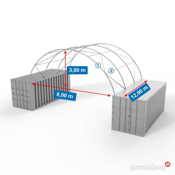 Zadaszenie kontenerowe 8x12m PVC 900gm2