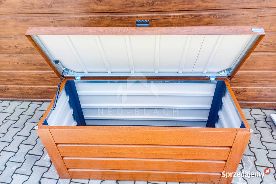 Skrzynia ogrodowa metalowa kufer 120x50x70 złoty Czersk