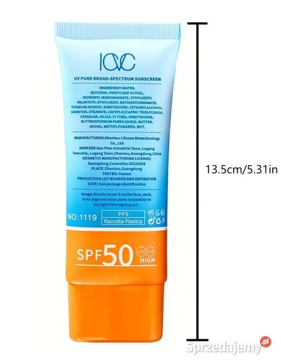 Krem Do Opalania SPF50 Wodoodporny AS Pozostałe