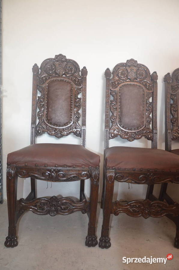 Duże krzesła bogato zdobione na Lwich łapach kujawsko-pomorskie Bydgoszcz
