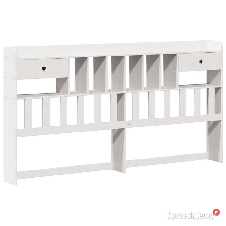 Łóżko z regałem bez materaca białe sosnowe 228cm