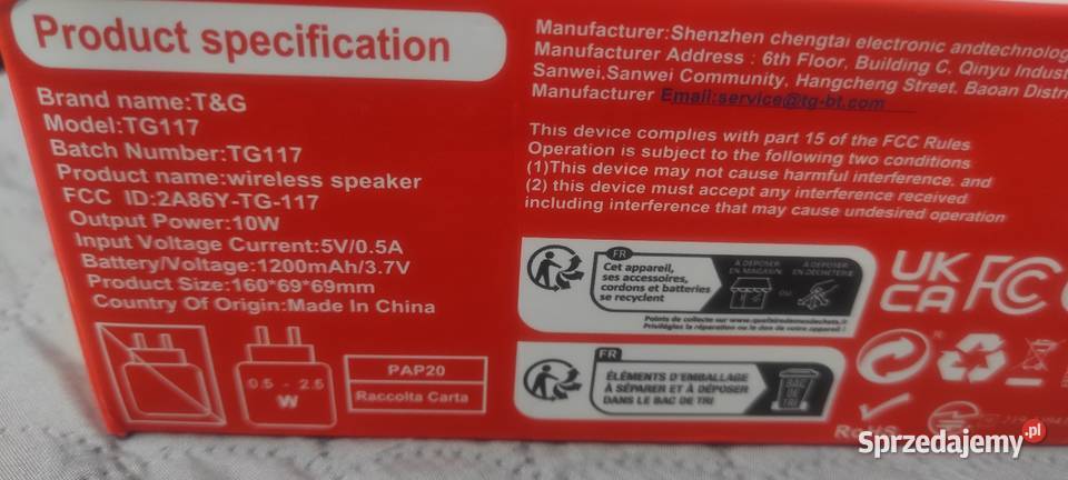 Głośnik przenośny BT z radiem FM 2x5W mocna Warszawa