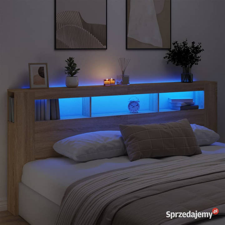 Wezgłowie łóżka z LED dąb sonoma 220x185x1035 Warszawa