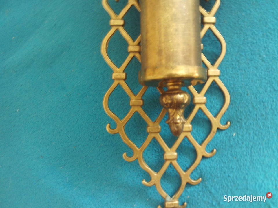 Duża stara mosiężna lampa naftowa wisząca Kalisz