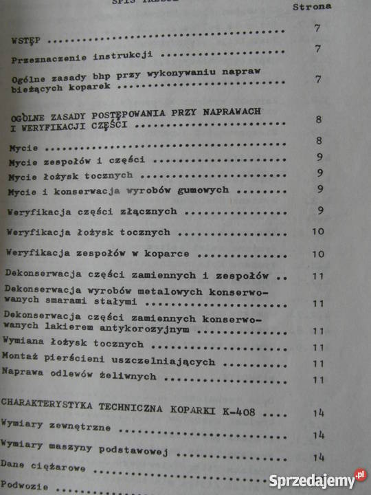 instrukcja naprawy koparka warynski k408 i inne