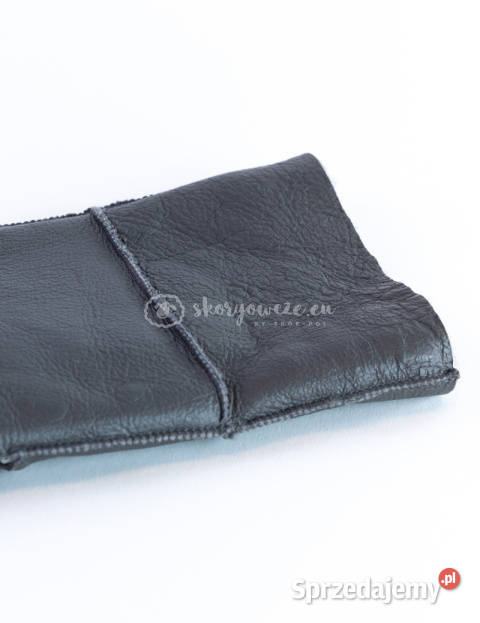 Klasyczne ciemno szare skórzane rękawiczki Szaflary