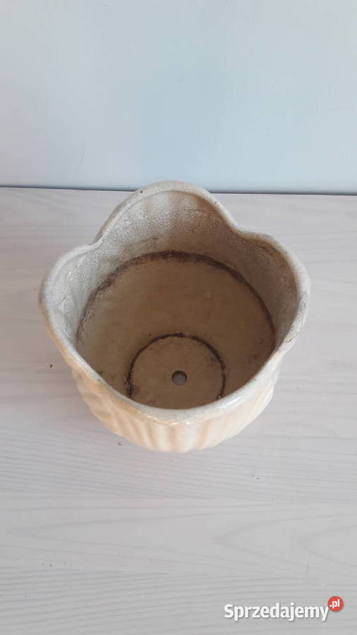 Doniczka ceramiczna kremowa Głuchołazy sprzedam