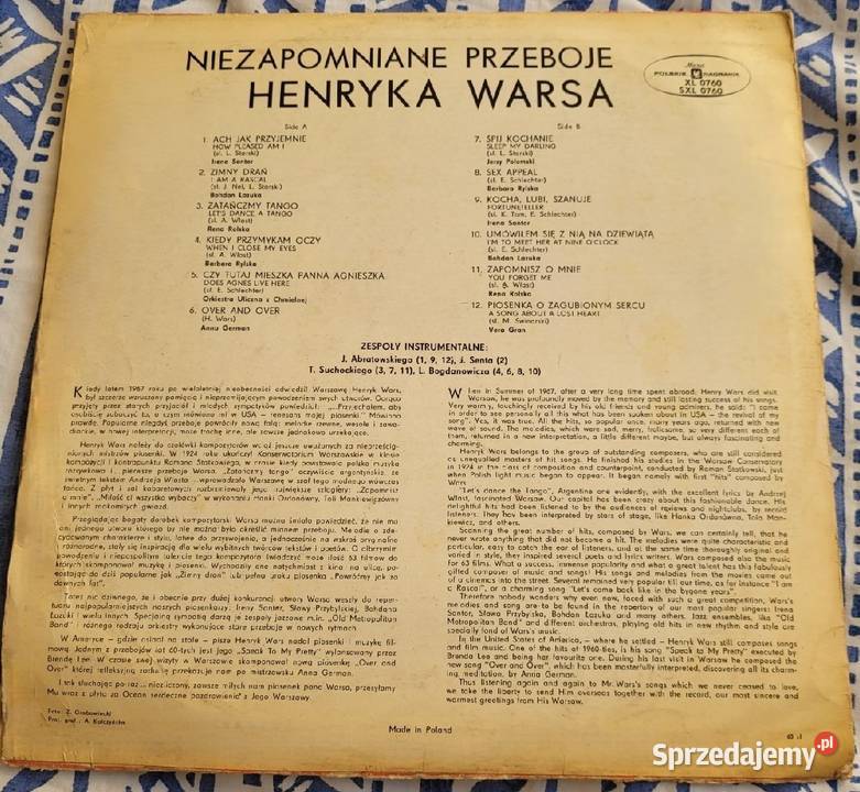 Przeboje Henryka Warsa ISantor JPołomski AGerman Chełmno