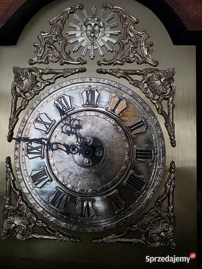 Stojący zegar kwadransowy mahoń mosiądz