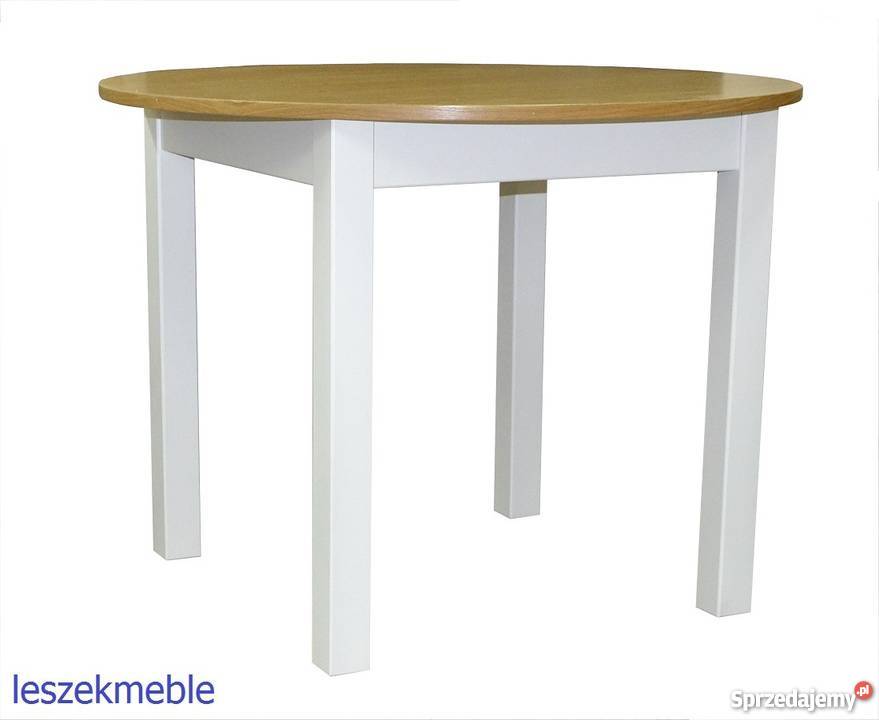 STÓŁ OKRĄGŁY FI 70 DREWNIANY DĄB BIAŁY ŁAWA Tołkiny
