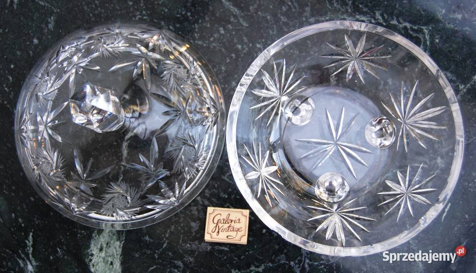 Bomboniera kryształowa kryształ szlifowany PRL przezroczysty Lublin