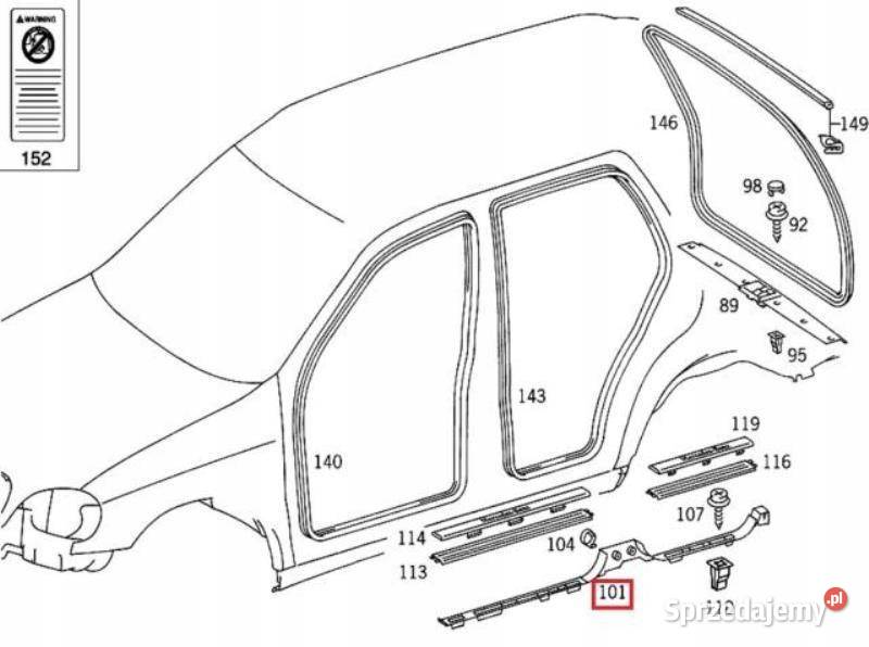 LISTWA NAKŁADKA PROGU LEWA MERCEDES W163 Progi