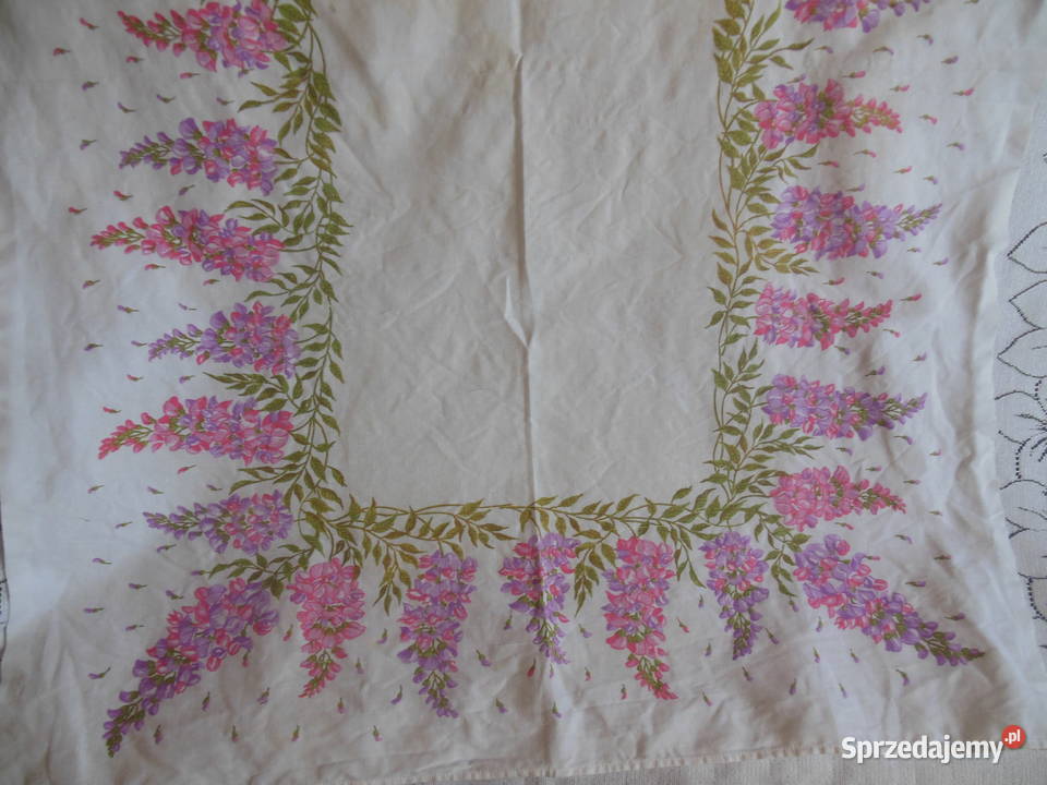 Obrusik lniany w łubiny PRL świętokrzyskie Kielce