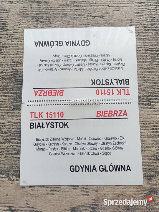 Zeszyt tablic relacyjnych TLK Biebrza Bocian Biała Podlaska