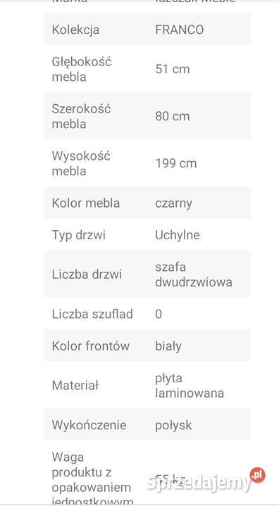 Szafa z połyskiem 80 80cm Wejherowo