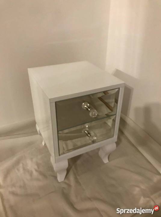 Stolik nocny z lustra bialy glamour ze szkla Dom i Ogród Kępno