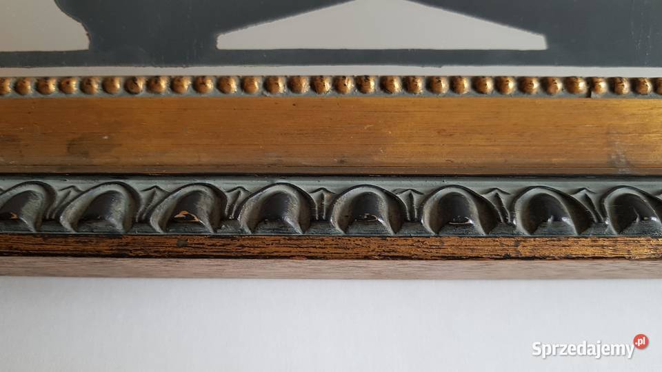 Stara grafika Cuxhaven UM 1840 w ramie z lustrem Dąbrowa Górnicza sprzedam