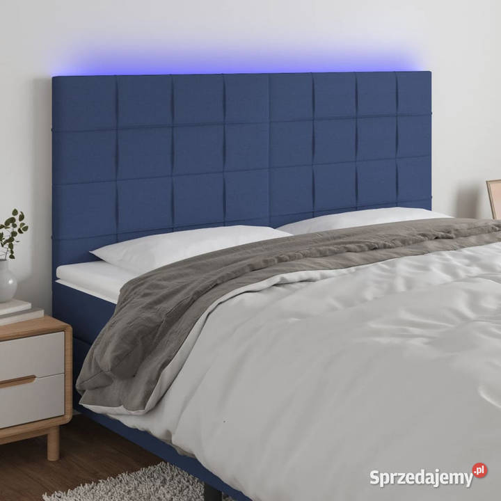 Zagłówek do łóżka z LED niebieski 200x5x118128