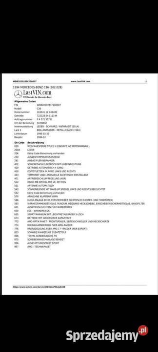 Mercedes AMG c36 3600cm3 zachodniopomorskie Szczecin sprzedam