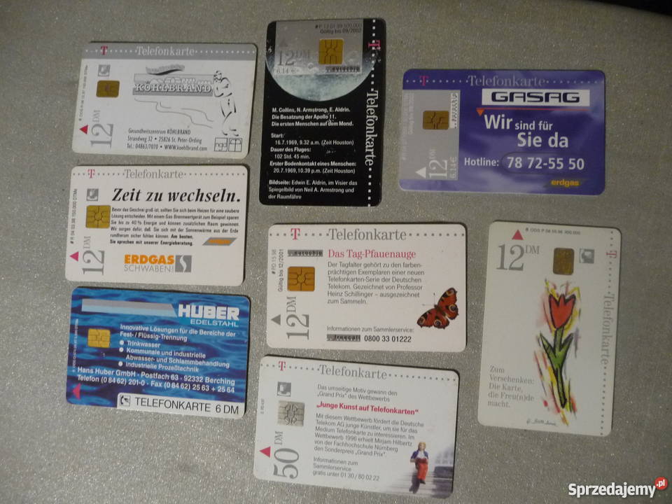 Niemieckie karty telefoniczne 8 sztuk lata 19979 Poznań sprzedam