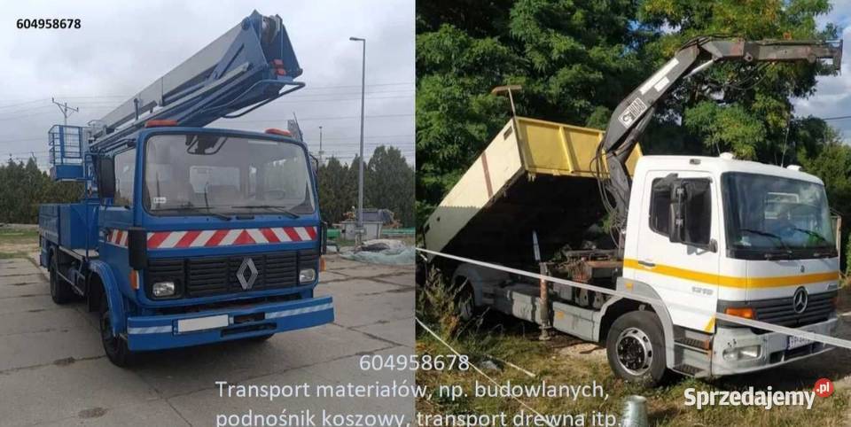 transport usługi podnośnik koszowy dźwig przewóz