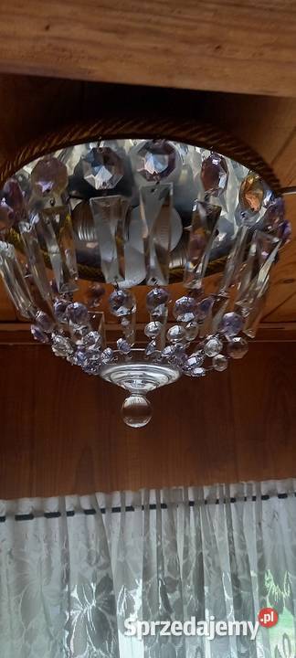 Mały plafon z kryształami mosiężna rama Skierniewice