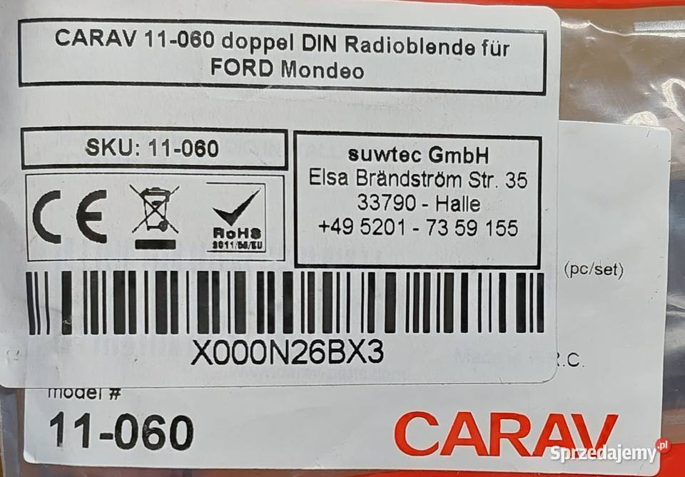 RAMKA RADIA 2 DIN FORD MONEDO III 0206 CARAV osobowe dolnośląskie Mielęcin sprzedam